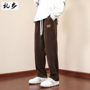 Corduroy Mens Casual Pants Loose Wide Leg Harlan Style Summer Leisure Long Trousers Hong Kong Style Comfortable Fit Harlan Pants