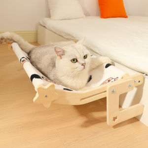 Teeker Pet Cat Bedside Hammock Window Perch Adjustable Widest Cat Bed Attachment for Indoor Cats Easy to Install on Window Sill or Bedside Breathable Solid Pattern Fabric