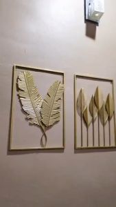 40*60CM Metal Golden Leaves Wall Frame Decoration Hiasan Dinding Ruang Tamu Gambar Daun Wall Decoration Living Room