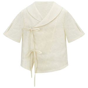 Shangyi Shirt Womens Translucent Frost Color Summer New Chinese Style White Ma Face Skirt Versatile Top Hanfu Set by Shiyu