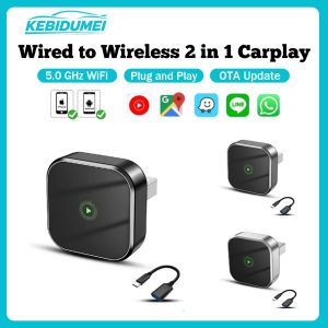 KEBIDUMEI 2IN1 Car AI Box Wired To Wireless Carplay Plug & Play WiFi 5.8GHz Bluetooth 5.0 Smart Dongle Android Auto Mini Adapter