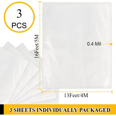 3PCS Large Disposable Plastic Dust Cover Transparent Furniture Protector Sheet for Painting Moving Gardening 4x5M 5x7M Gear