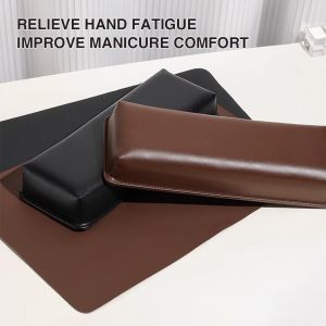 PU Leather Nail Art Hand Rest Professional Soft Nail Art Hand Pillow & Two-color Leather Pad Manicure Tool for Home & Salon Use