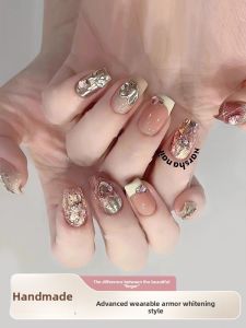 MONLEYTA | Handmade Nail Art Stickers Short And Long Style For New Year 2025 Autumn Winter High-End Feelings Wearable Nails Manicure