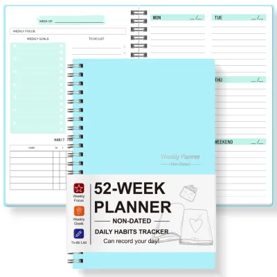 A5 52-Week Planner Undated Weekly Organizer with Habit Tracker Goals & To-Do List Improve Productivity and Manage Time