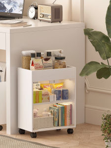 Acrylic Moving Storage Rack Small Cart Living Room Miscellaneous Snacks Toy Stand Home Simple Wood Material Floor Mounted