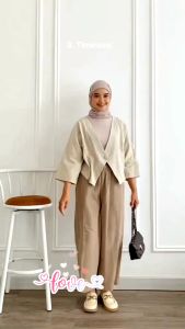 Haruka Crop Outer I Luaran Outer Blazer Linen Wanita Atasan Wanita Korean Style Terbaru