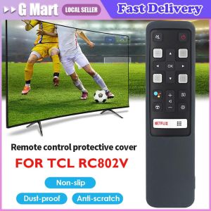 ⭐【LazTop Seller】【RC802V FUR6 FNR1 FMR1】Tv Smartv Silicone Case RC802V FNR1 Voice Remote Control Cases for TCL Android 4K Smart TV YouTube 55P8S 55EP680 306A-TCL-RC802V-Case