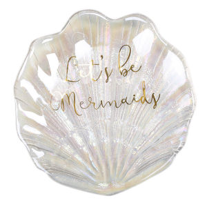 Colorful Mermaid Glass Jewelry Shell Dish Decorative Storage Plate Nordic Style Irregular Shape Bead Mat Photography Props