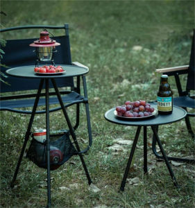 Outdoor portable table outdoor camping table aluminum alloy folding table portable liftable table adjustable height camping table outdoor small round table alloy steel picnic table portable camping round table waterproof storage camping essentials