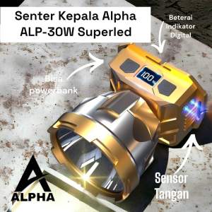 Senter Kepala Sensor Tangan Powerbank ALPHA 30W Dengan Baterai Indikator Digital