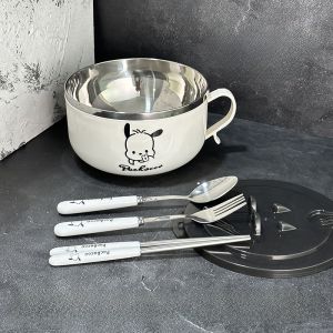 Large Size 304 Stainless Steel Noodle Bowl with Lid Dormitory Rice Box Filter Water Personal Use for Office Workers Japanese Style