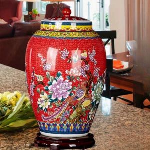 【In stock】[High Quality]ceramic rice storage/ Rice Vase/ceramic container/Rice porceCeramic rice jar rice bucket rice storage box 25kg sealed storage tank with lid household moisture-proof insect-proof