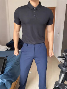 Áo Thun Nam Cổ Polo Tay Ngắn Màu Đen Mùa Hè Áo Thun Nam Dáng Rộng Chất Liệu Polyester Phong Cách Mỹ Dáng Rộng Không Cần Ủi