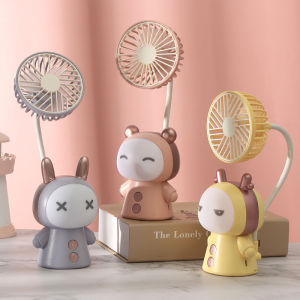 Desktop Small FanCute Table Fan with Sleep Light USB Rechargeable Desktop Portable Fan360° Adjustable Angle Mini Fan