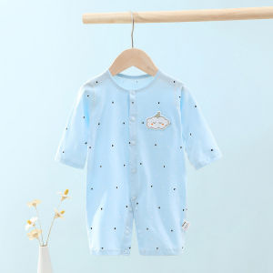 Pure Cotton Baby Romper Long Sleeve Thin Model Newborn Air Conditioning Clothes Korean Style Autumn Season Suitable for Girls