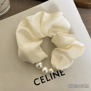 ยางรัดผมผ้าซาตินมุกสีดำระดับไฮเอนด์สำหรับผู้หญิง ยางรัดผมทรงกลม ยางรัดผมแฟชั่นฤดูใบไม้ผลิ 2024 ใหม่