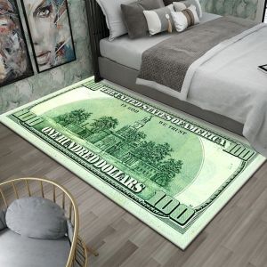Vikama Flannel Dollar Banknote Print Đệm Diện Tích Lớn - Thảm Trang Trí Nhà Theo Chủ Đề Tiền Tệ Sáng Tạo 100% Polyester Có Thể Giặt Bằng Máy