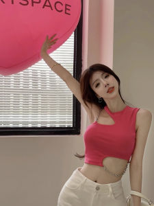 Áo Ba Lỗ Hở Lưng Không Đều Pure Desire Cho Nữ Mùa Hè Áo Ngắn Hở Bụng Gợi Cảm Ngọt Ngào Và Cay Nồng Dây Đeo Cổ Đồ Lót Bên Trong