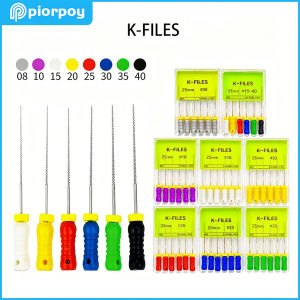 PIORPOY Dental Hand Use K-Files Endodontic 6Pcs/Box Root Canal Files 21/25mm Stainless Steel Dentist Tools Dental Files Tools