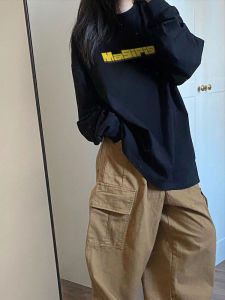 Cool ลายพิมพ์ตัวอักษร หลวม เสื้อยืดแขนยาวผู้หญิง สตรีทสไตล์ ฮิปฮอป สีขาว Enhancing ฤดูใบไม้ร่วง เสื้อคู่รักเวอร์ชั่นเกาหลี