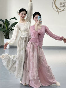 Áo Tập Khiêu Vũ Cổ Điển Mới Xuân 2024 Áo Khiêu Vũ Hiện Đại Tay Dài Cổ Chữ V Cắt Xẻ Hoa 3D Dành Cho Nữ