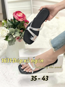 Dép xỏ ngón Nữ Merly 1631 Mũi Vuông Dây Mảnh Da Cao Cấp Dép Lê Big Size 35-43 Dép Thời Trang Đi Chơi Hè