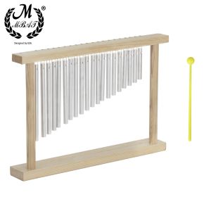 IRIN | 20-Tone Solid Aluminum Tube Wind Chime with Wooden Frame – Single Row Desktop Tabletop Wind Chime Classroom Office Wind Chime