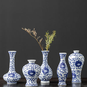 จิตรกรรมหมึกน้ำเงินขนาดเล็ก จิตรกรรมกระเบื้อง ตกแต่งบ้าน วัสดุอื่นๆ สำหรับใส่ดอกไม้ ของตกแต่งบ้าน สไตล์ย้อนยุค ชุดชา กระบอกดอกไม้ วัสดุอื่นๆ