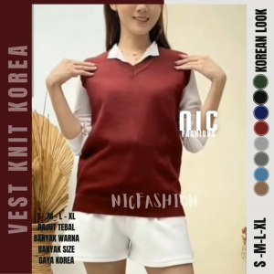 Rompi Rajut Wanita Gaya Korea Style Ina Vest Knit Korean Look Inna NIC Fashion