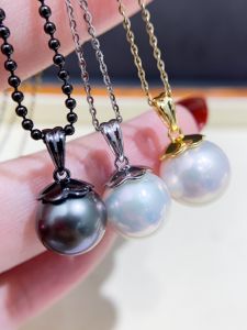 Fashionable 925 Silver Pearl Pendant DIY Accessories Golden And Silver Necklace Pendants with 10-15Mm Round Beads Jewelry Parts