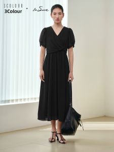 3COLOUR·S | Design A-Line V-Neck Short-Sleeve Dress