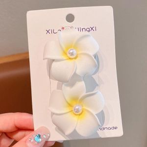 Summer Seaside Vacation Style Plumeria Rubra Barrettes Headdress Flower Elegant Hair Accessories Dai Flower Hairpin Photo Side Clip