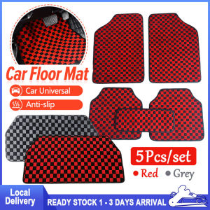 5pcs Universal Thailand Carpet Floor Mat Car Trunk Mat Car Rear Trunk Cargo Boot Tray Anti-Slip Automotive Floor Mats Checkmate Dadu Dice Set for Perodua Waja City Hrv Ativa Viva Myvi Bezza Axia Proton Toyota Honda 汽车脚垫