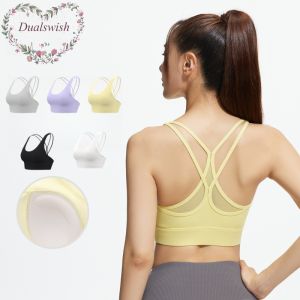 เสื้อชั้นในฟองน้ำชุดชั้นในโชว์หลังเสื้อกล้ามกีฬากันการกระแทกมีสายเอี๊ยมแบบตาข่ายแห้งเร็วชุดชั้นในโยคะออกกำลังกาย