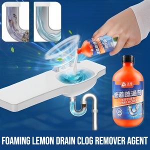 Foaming Lemon Drain Clog Remover Agent Kitchen Bathroom Pipe Dredging Agent Efficient Dredging No Clogging