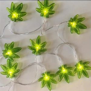 1.5M10LED/3M20LED Green Leaf Light String Battery Powered Suitable For Bedroom Party Birthday Decoration Lighting