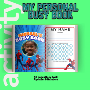 Personalized Busy Book for Kids Tracing Workbook Learning Activity Book Alphabet Numbers | 50 Pages Vivid Prints No Backprint Educational Pad Preschool Toddler | Customized Name Tracing