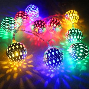 10/20LED Moroccan Metal Ball LED String Lights Battery Powered Gold Cutout Globe Fairy Lights for Indoor Bedroom Wedding Decor