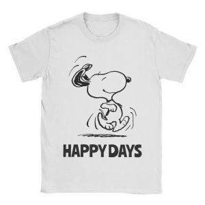 Bandai | Snoopys Happy Dance T-Shirt Men Women Kids Casual 100% Cotton Tee Shirt Round Collar Short Sleeve T Shirt Gift Idea Tops