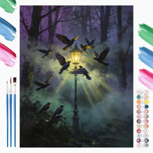 40x50cm Paint By Numbers Handpainted Canvas Painting Crows Forest Painting By Numbers for Adults Home Decor