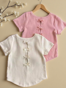 Girls Bow Short Sleeve T-shirt