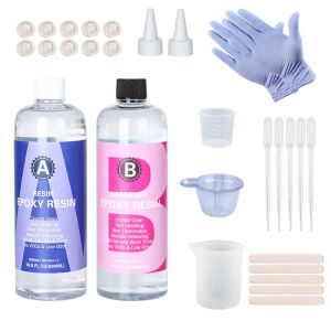 Easy Mix 1:1 High Gloss Resin and Hard Crystal Clear Epoxy Resin Kit for Art Casting Resin Jewelry Projects DIY Tumbler Crafts
