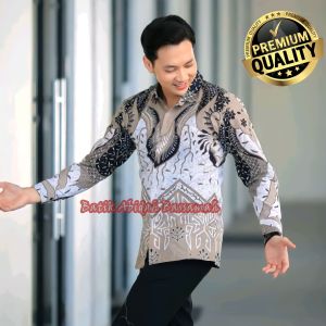 Batik solo premium kemeja pria lengan panjang slimfit baju kerja anak muda kekinian hem kondangan trendi busana remaja mewah terbaru 2023