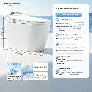 DONGPENG | Bồn Cầu Thông Minh Tự Động Xả Nước Ít Ồn Có Chức Năng Cảm Biến Chân