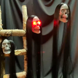 Halloween Witch Ghost Skull  Tengkorak Rambut Panjang Bercahaya Gantung Scary Long Hair Light-Up Hanging Skeleton Ghost