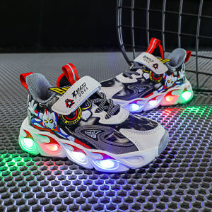ULTRAMAN Sepatu Sneakers Anak LED Laki-laki/Cowok Bahan Suede Elastis Terbaru Import - Murah