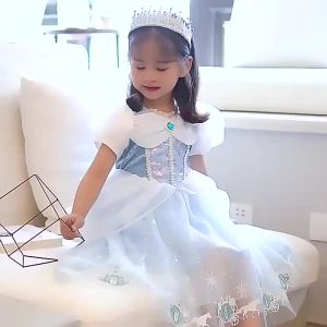 Cinderella Costume Girl Dress for Kids Ball Gown Carnival TUTU Puff Mesh Clothing for Birthday Gift Princess Summer Dress