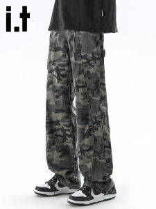 izzue | Men Streetwear Camouflage Jeans Vintage Loose Casual Straight