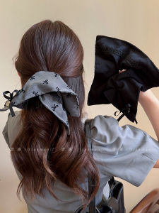 Grey Scarf Butterfly Knot Hair Ties Women High End Large Elastic Hair Bands Fashionable Hair Accessories Korean Style Hair Bands
